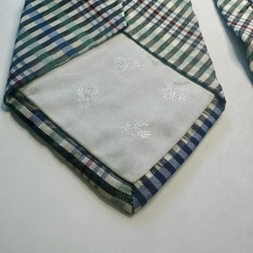 Brooks Brothers Makers Seersucker Green Plaid Silk Classic Tie